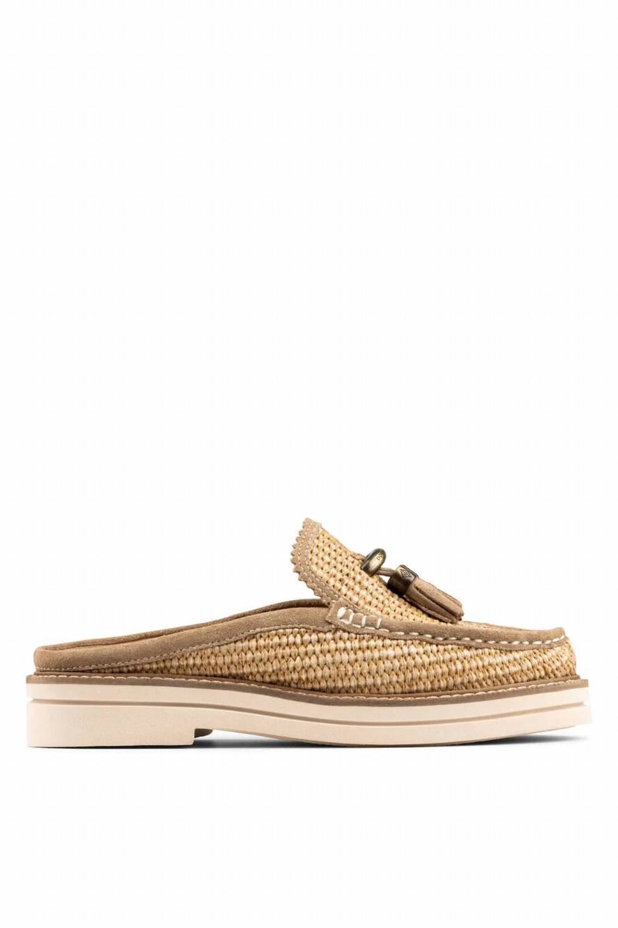 NEW DONALD PLINER women's lyndall raffia mules in tabacco